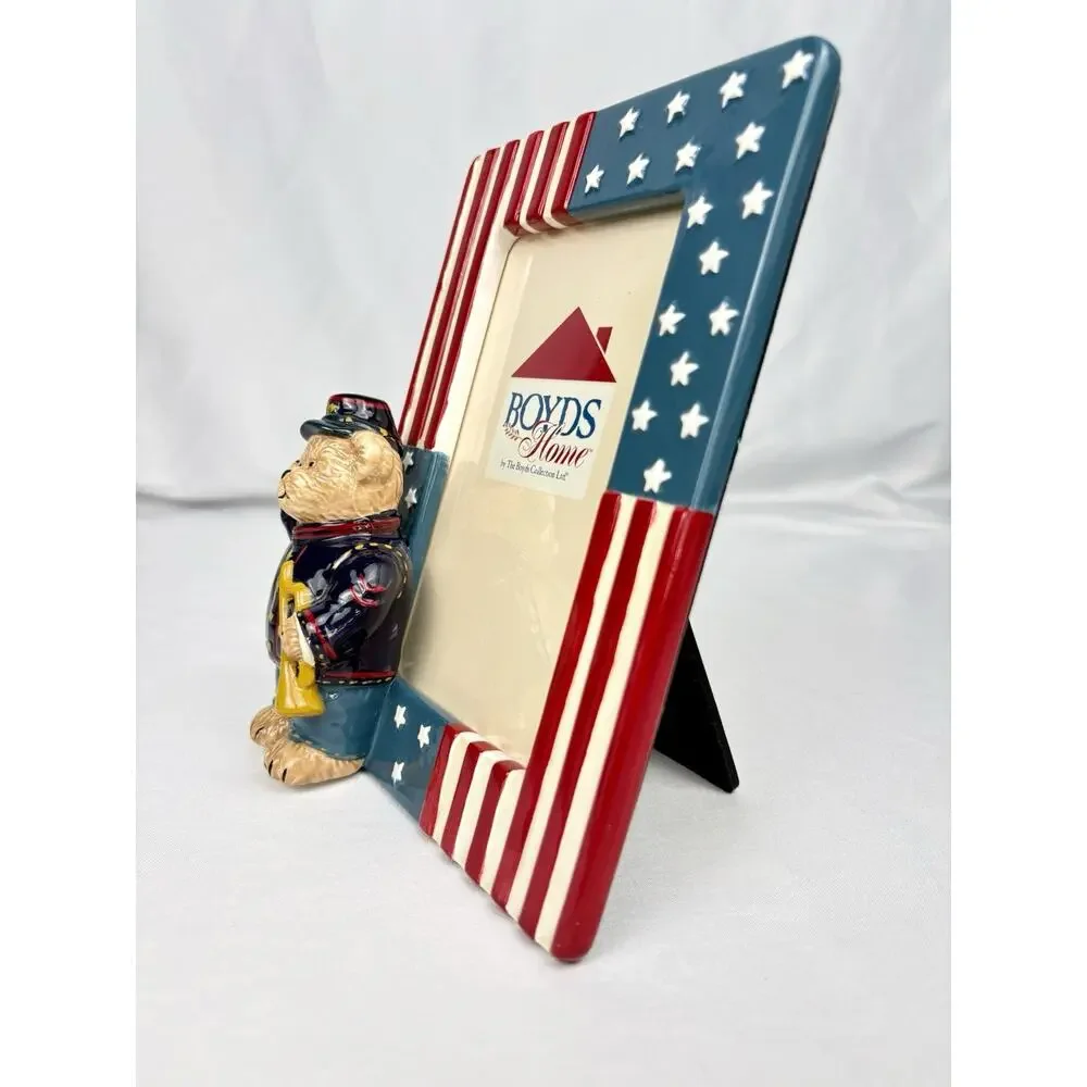 BOYDS BEARS Civil War Mason Ceramic Photo Frame 4x6 Collectible Vintage Decor